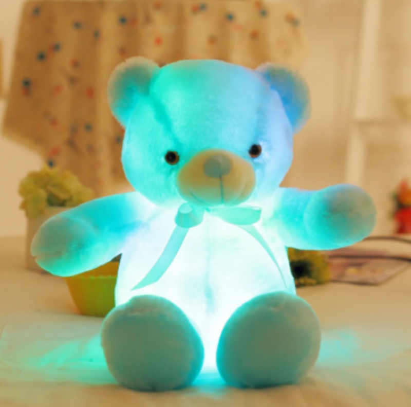Knuffelbeer 50cm blauw - LED Licht - lichtgevende teddybeer - lichtgevende knuffel blauw
