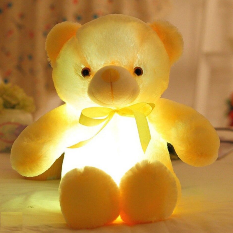 Knuffelbeer 50cm geel - LED Licht - lichtgevende teddybeer - lichtgevende knuffel geel