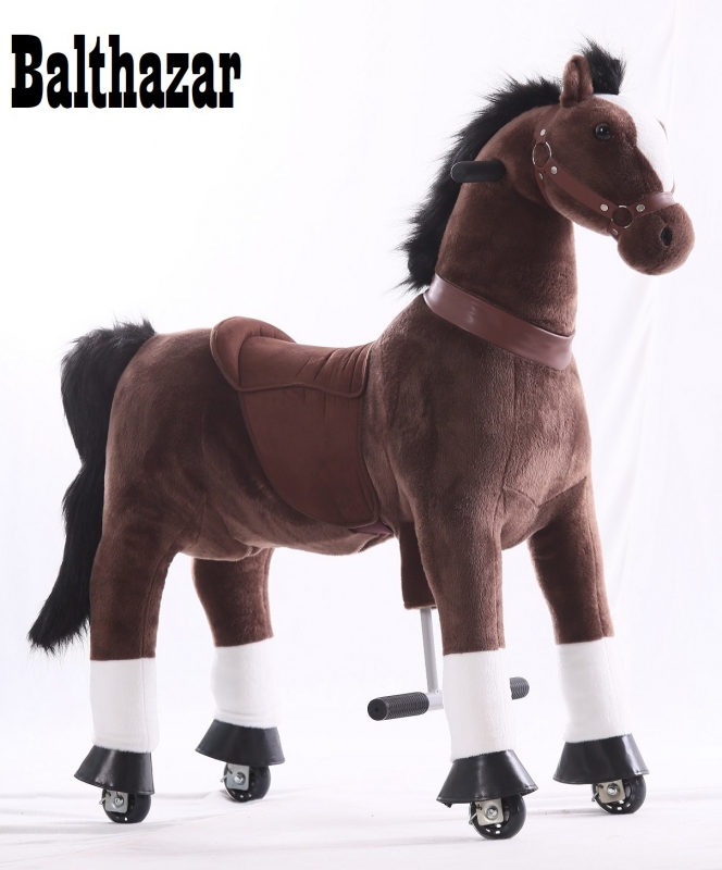 Kids-Horse "Balthazar" donkerbruin witte bles en hoef voor kids van 3-6 jaar (TB-2009S)