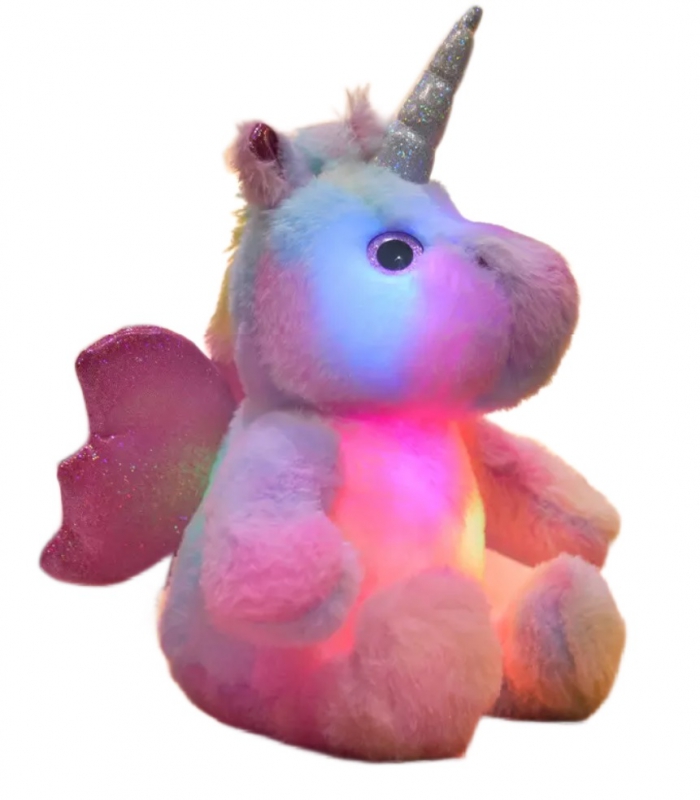 Knuffelbeer 25cm unicorn rainbow - LED Licht - lichtgevende unicorn teddybeer - lichtgevende knuffel